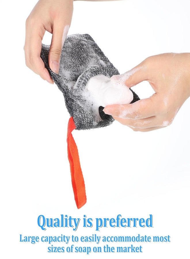 Skrfren 2PCS Soaps Bags, Soap Pocket Exfoliating Soaps Saver Bag Body Scrubber Exfoliator Foaming Bar Soap Pouches Lather Mesh Bag, Gray - Image 5